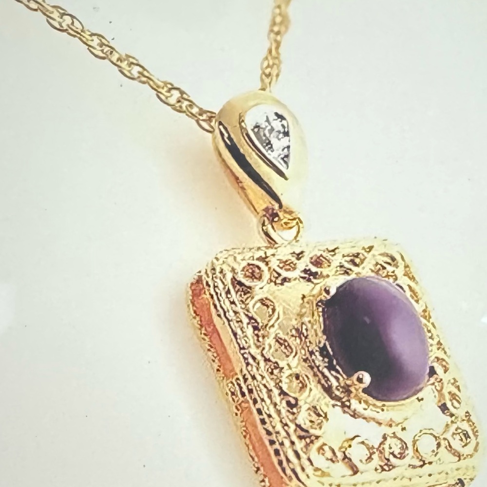 18K Yellow Gold Over Solid Sterling Silver 1.0 CTW Ruby 17" Diamond Necklace